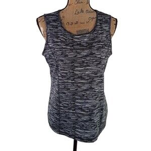 Made for Life Tank Top Women ActiveWear Quick Dri Size M Black Gray Stripe